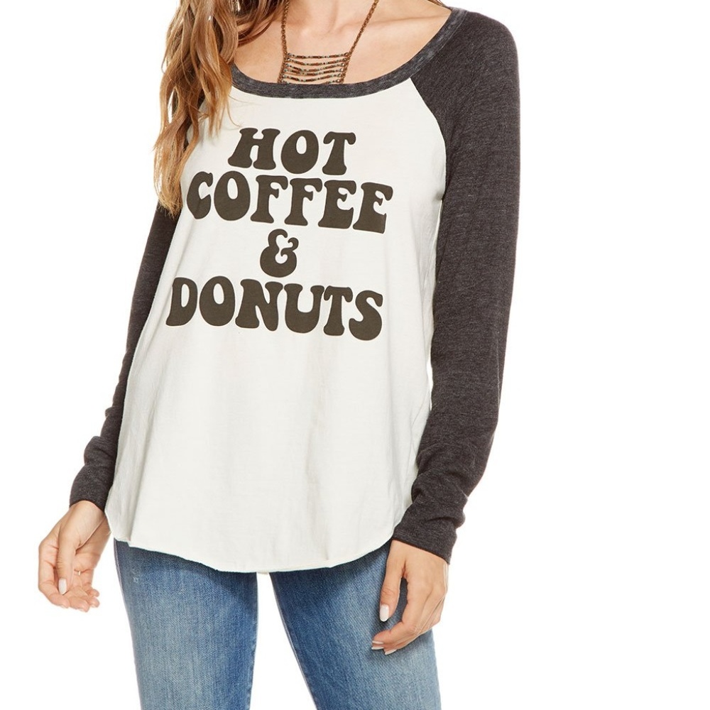 NWT Chaser Coffee & Donuts Raglan Tee